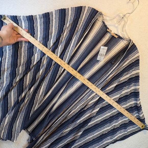 My Danielle Denim Blue & White Striped Cardigan Shawl Cover Top - Picture 6 of 6